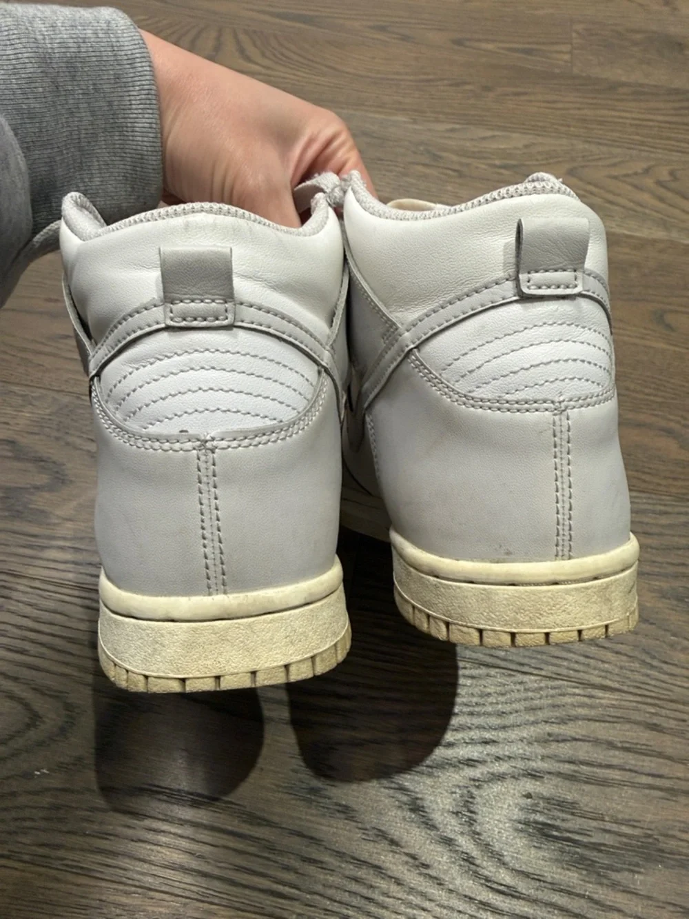 Nike High-Top Sneaker in White and Light Grey - Picture 8 of 13